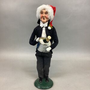 Byers Choice 1999 Caroler Man Butler w/ Santa Hat Holding Ice Bucket & Champagne